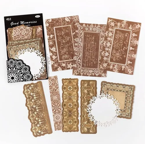 Miniatura 18 de Kit de papel para álbum de recortes, organizador de diario de collage redondo hueco, materiales para adultos, suministros de decoración de diario