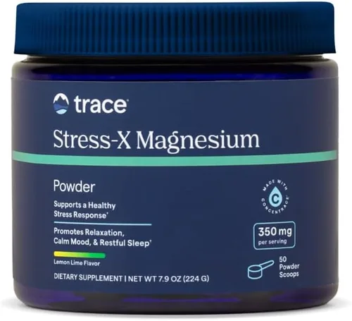 Trace Minerals Stress-X Magnesio, 350 mg - Suplemento de magnesio en polvo para apoyar la relajación muscular y la recuperación - Suplemento mineral