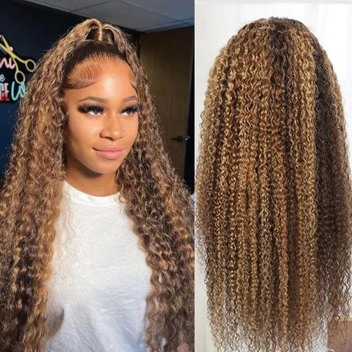 Miniatura 22 de Pelucas con malla frontal de onda profunda 13x4, cabello humano pre-sacado, 180% de densidad, 9A, sin pegamento, pelucas de cabello humano mojadas