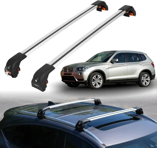 Miniatura 9 de ERKUL Barras transversales de techo de 220 libras para BMW X3 G01 2018-2024 Barras transversales de aluminio con bloqueo antirrobo para techo