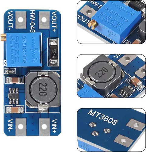 Miniatura 3 de AITRIP 10 piezas MT3608 DC-DC convertidor de impulso 2A módulo ajustable de aumento de voltaje regulador de voltaje de entrada 2V-24V a 5V-28V
