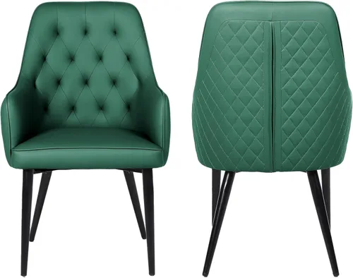 Miniatura 12 de Juego de 4 sillas de comedor modernas, tapizadas de piel sintética, sillas de comedor, silla de cocina, silla con brazo copetudo con patas de metal