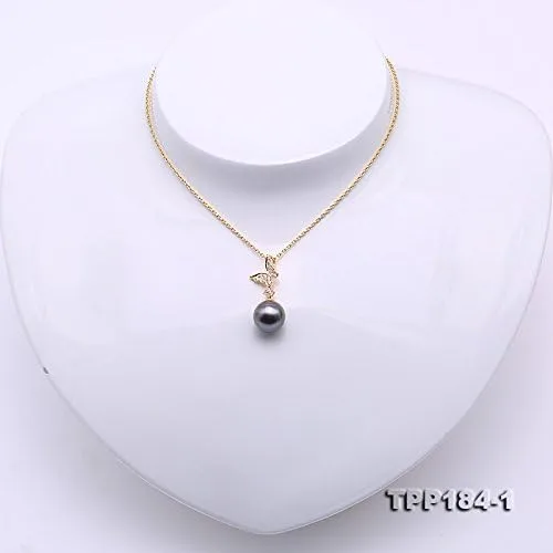 Miniatura 6 de JYX Pearl - Colgante de mariposa de oro de 14 quilates, calidad AAA, 0.374in, redondo, color negro, perla cultivada en Tahití, para mujer de 18.0in