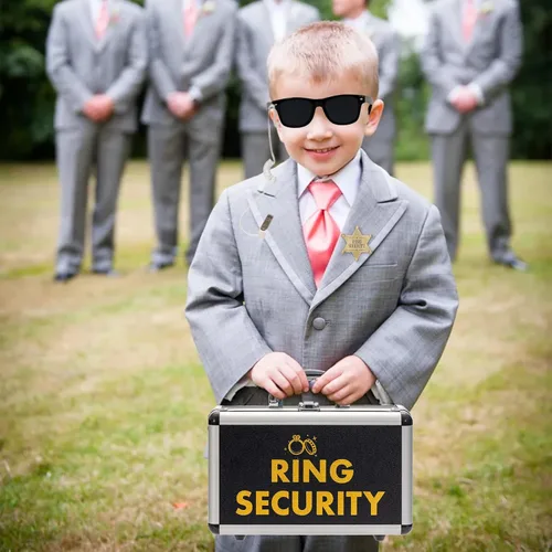 Miniatura 4 de Caja de seguridad para anillos de boda con almohadilla de soporte para anillos, maletín de seguridad, gafas de sol para portador de propuestas
