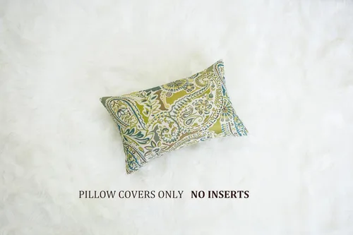 Miniatura 3 de Mika Home - Juego de 2 fundas de almohada oblongas rectangulares para sofá, sofá cama, silla, diseño de rayas paisley, 12 x 20 pulgadas, verde