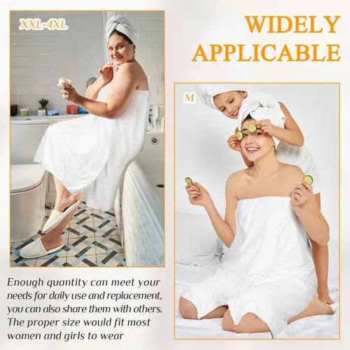 Miniatura 4 de Tigeen 2 toallas para mujer, bata de spa ligera a rayas con cierre ajustable, parte superior elástica, bata de baño suave para spa