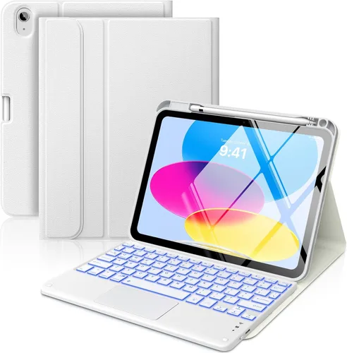 Miniatura 10 de MoKo Funda con teclado táctil para iPad (A16) 11ª generación de 11 pulgadas 2025, iPad de 10.9 pulgadas de 10.9 pulgadas, funda con soporte para azul