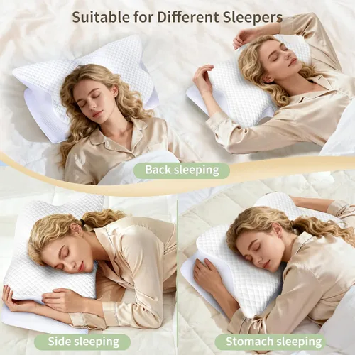 Miniatura 3 de Almohada cervical para el cuello para dolor de cuello, almohada ortopédica de espuma viscoelástica con diseño contorneado, almohadas de apoyo
