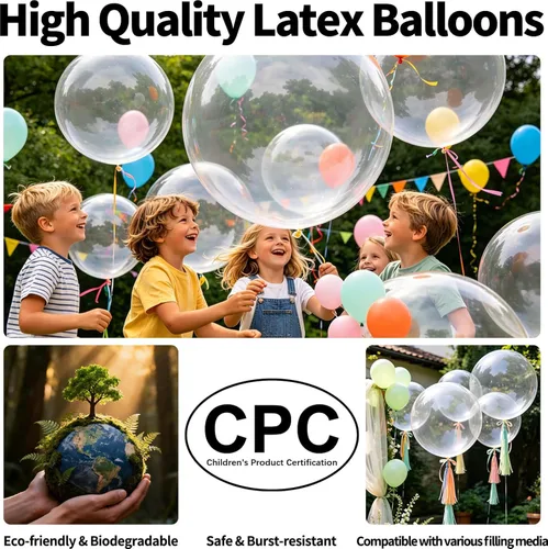 Miniatura 100 de 32 piezas de globos grandes morados de 18 pulgadas, globos redondos grandes de látex para decoración de cumpleaños y bodas. (morado)