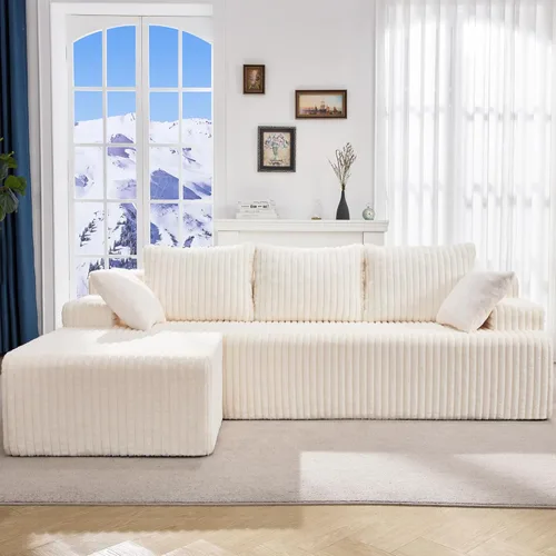 Miniatura 18 de Hobestluk Sofá modular modular sin hueso, sofá en forma de L, sofá modular de 3 asientos, sofá modular de espuma viscoelástica para muebles de sala