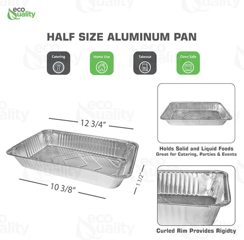 Miniatura 3 de Sartenes de aluminio desechables de 9 x 13 pulgadas, mesa de vapor, bandejas de aluminio poco profundas resistentes – sartenes de papel de hojalata