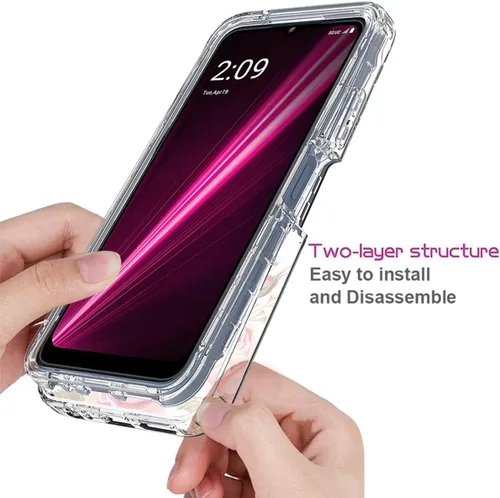Miniatura 4 de Funda para REVVL 6 5G/T Phone 5G TMAF025G con protector de pantalla de vidrio templado, cuerpo completo, transparente, flexible, con protección