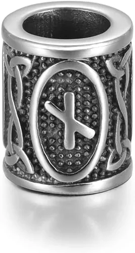 Miniatura 20 de 5 cuentas vikingas de acero inoxidable, cuentas espaciadoras de metal, cuentas espaciadoras de agujero grande, cuentas de tubo de plata antigua
