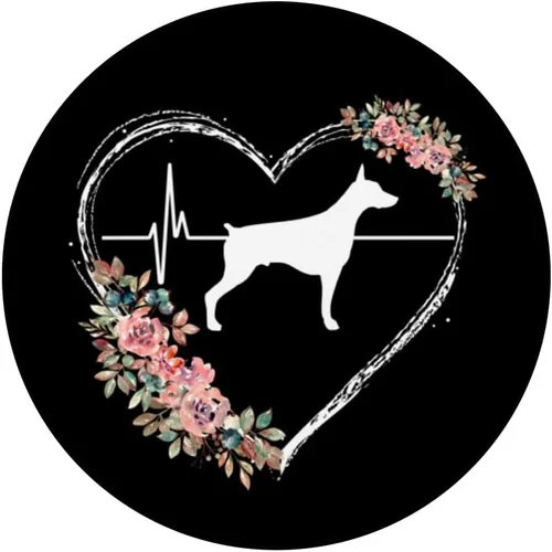 Miniatura 3 de Doberman Heartbeat con flores en popSockets negros intercambiables PopGrip