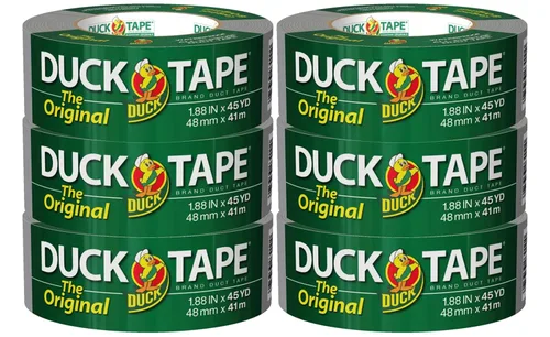 The Original Duck Tape - Cinta adhesiva de la marca Duck (6 unidades, 1.88 pulgadas x 45 yardas, 270 yardas en total, color plateado (1153759)