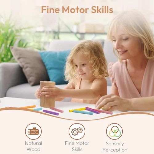 Miniatura 7 de Woodtoe Juguetes Montessori Sticks para niños de 1 a 3 años, juguetes de 18 meses, juguetes de aprendizaje de clasificación de 7 colores para niños