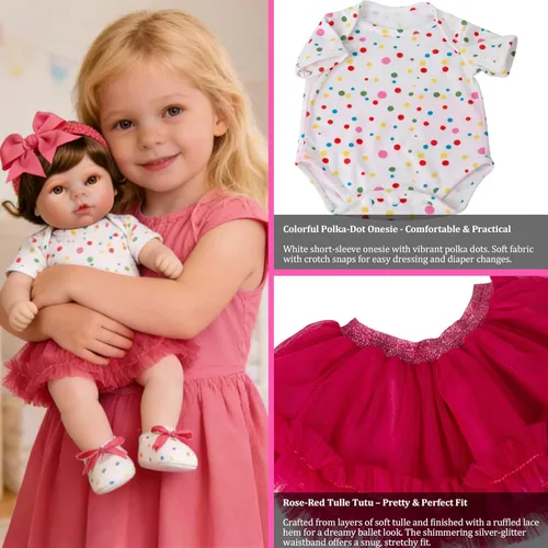 Miniatura 5 de EKOKIZ Ropa de muñecas Reborn de 17 a 20 pulgadas, ropa realista para recién nacidos, accesorios de regalo, juego de regalo para muñecas de bebé
