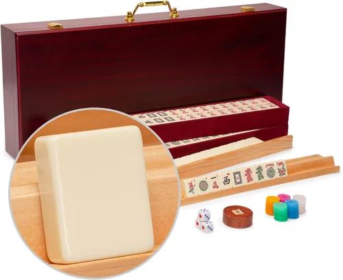 Miniatura 11 de Juego de Mahjong americano con 166 fichas con repisa. Clásico.