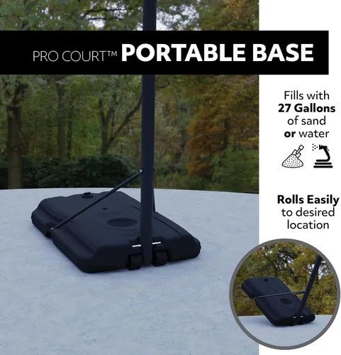 Miniatura 4 de Lifetime Aro de baloncesto portátil, altura ajustable de 7.5 a 10 pies, tablero trasero de 44 pulgadas a prueba de golpes Fusion, base con ruedas