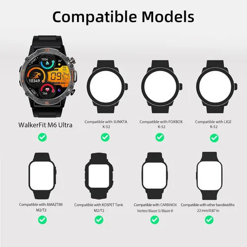 Miniatura 2 de WalkerFit Correa de reloj inteligente de 0.866 in, para CARBINOX Blaze/Edge/Vortex, compatible con AMAZTIM M2/T3/M3 Ultra/M3/T2/M3E, correas