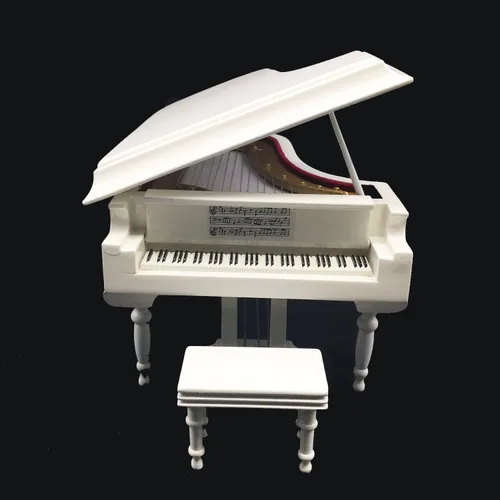 Miniatura 5 de Mylifestyle - Caja de música de piano blanco con banco y estuche negro, cajas musicales de regalo para Navidad/cumpleaños/día de San Valentín