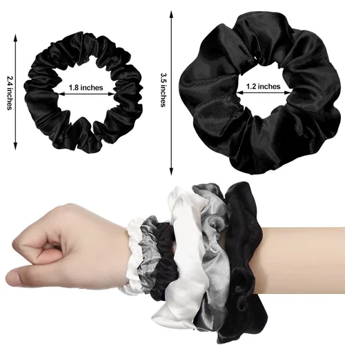 Miniatura 2 de 24 coleteros de satén para el cabello, bandas elásticas de seda para el cabello, ligas finas para coleta de caballo para mujeres y niñas, accesorios