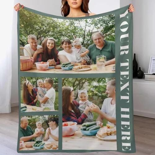 Miniatura 26 de M YESCUSTOM Manta personalizada con imagen y texto, manta personalizada de collage de fotos, mantas de vellón personalizadas para regalo de 1 imagen