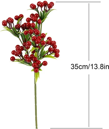 Miniatura 4 de 8 piezas de ramas artificiales de arándano, 14 pulgadas, bayas de simulación de bayas de imitación de tallo largo para Navidad, hogar, boda