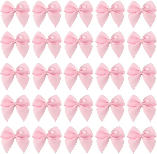 Miniatura 4 de 7Rainbows, 50 lazos de mini cinta de satén negro con flores y apliques para manualidades DIY, para costura, álbumes de recortes, boda y regalo
