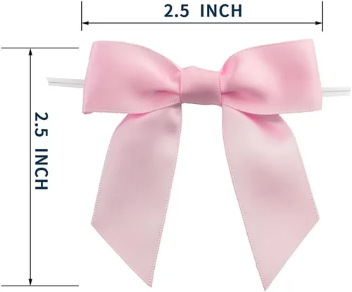 Miniatura 2 de 50 lazos de satén para manualidades, costura, álbumes de recortes, boda y regalo Rosa