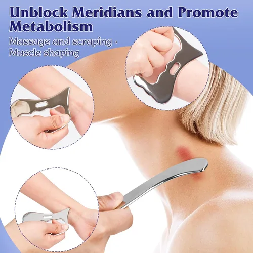 Miniatura 3 de Herramienta de masaje Guasha, herramienta de raspado de acero inoxidable de grado para mejorar tejidos blandos fisioterapia, se utiliza