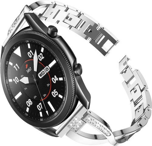 Miniatura 9 de Correas de repuesto para Samsung Galaxy Watch 3 de 1.772 in SM-R840 para mujeres y hombres, 0.866 pulgadas de liberación rápida de acero inoxidable