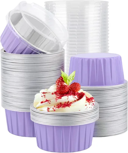 Miniatura 43 de EUSOAR Forros para cupcakes para hornear, 50 forros para magdalenas de 5 onzas, moldes de papel de aluminio desechables, recipientes de postre, 5