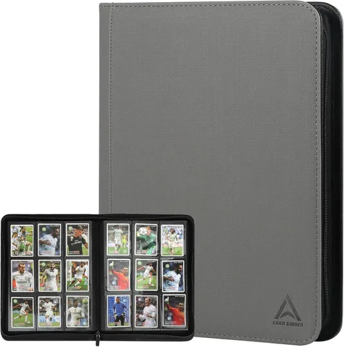 Miniatura 8 de Carpeta para tarjetas de 9 bolsillos, capacidad 540 con cierre de cremallera, de doble cara, resistente y elegante, protector de piel sintética