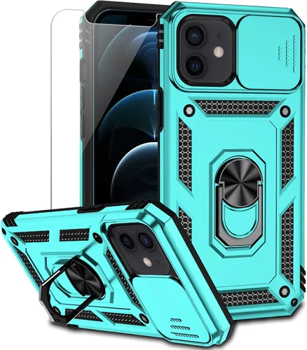 Miniatura 11 de Funda para iPhone 12 Mini con cubierta para lente de cámara, protector de pantalla HD, doble capa de protección contra caídas de grado militar