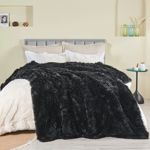 Miniatura 2 de GONAAP Manta de Tiro Difusa de Piel Sintética Negra Súper Suave Acogedora Felpa Difusa Peluda para Sofá Sillón Cama (Negro, Tiro(50"x60"))