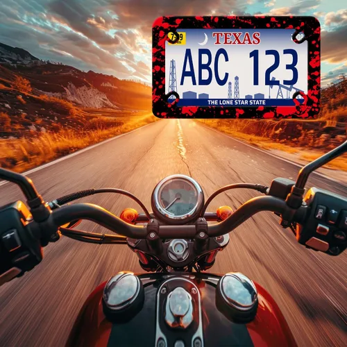 Miniatura 7 de Marco de placa de matrícula de motocicleta con salpicaduras de sangre para Halloween, de acero inoxidable, divertido soporte para placa