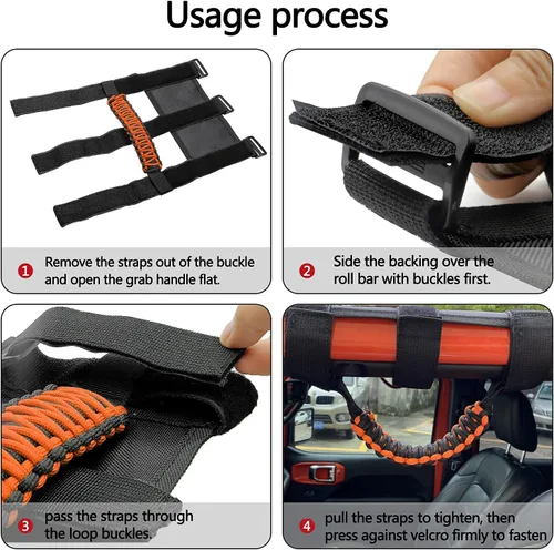 Miniatura 3 de 4 asas de agarre de barra antivuelco compatibles con Jeep Wrangler JLU JK JKU TJ YJ LJ JT JL y Gladiator JT 1987-2021 UTV y ATV, se adapta a barras