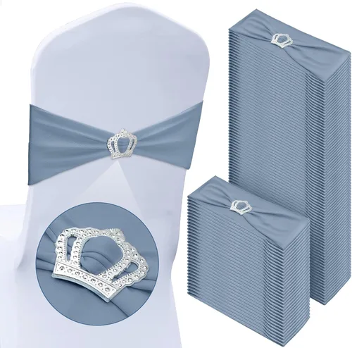 Miniatura 9 de VitalCozy 100 piezas de cintas elásticas de elastano para sillas con hebilla deslizante en forma de corona, bandas elásticas para sillas, lazos
