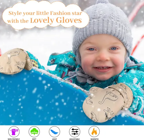 Miniatura 8 de Manoplas con forro polar para bebés, niños y niñas, guantes de invierno para niños pequeños, paquete de 2 pares