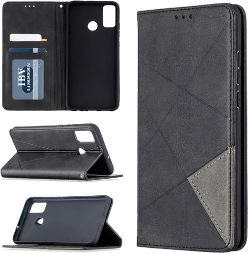 Funda para Huawei P Smart 2020, funda para Huawei P Smart 2020 POT-LX1A Pot-LX3 POT-L21A / Nova Lite 3+ funda de piel sintética con tapa negra