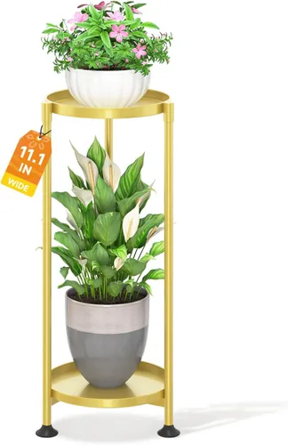 Miniatura 28 de LASZOLA Soporte plegable para plantas de interior de 7 niveles para múltiples macetas grandes, estante ajustable alto y resistente con bandeja de 10