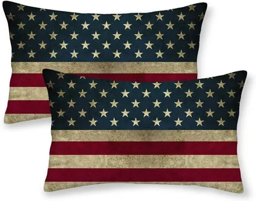 Miniatura 31 de Juego de 2 fundas de almohada decorativas para el 4 de julio, 16 x 16 pulgadas, diseño patriótico de estrellas azul marino del Día