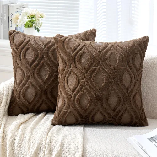 Miniatura 55 de MIULEE - Juego de 2 fundas de almohada de lana sintética suave y afelpada, fundas decorativas de estilo bohemio para sofá, sala de estar, cama, 18 x