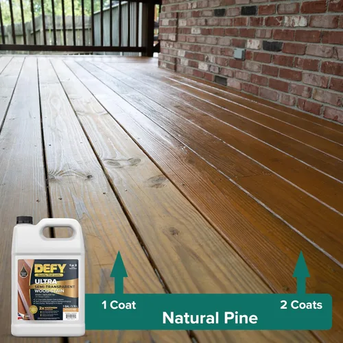 Miniatura 5 de DEFY Tinte y sellador de madera ultra semitransparente para exteriores en uno – pino natural, 1 galón, tinte de cubierta y sellador Color rico