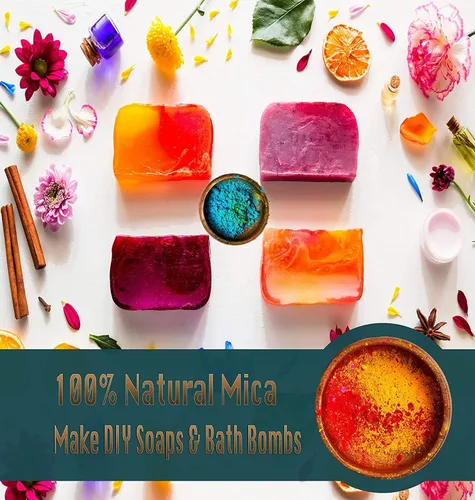 Miniatura 5 de Polvo de mica para piel, 25 colores x 0.35 onzas de pigmento en polvo para fabricación de jabón, color de resina epoxi, tinte de vela para cera
