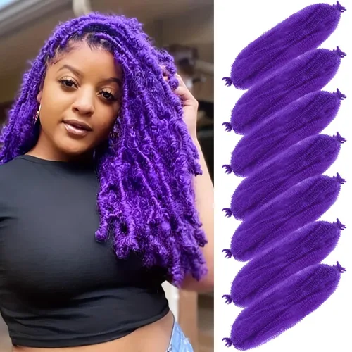Miniatura 12 de Marley Twist - Cabello trenzado de 16 pulgadas, cabello afro trenzado elástico, paquete de 7 paquetes, cabello rizado rizado ombré, marrón Marrón