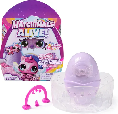 Miniatura 9 de Hatchimals Alive, Rainbow Splash Cartón de Huevos, 5 Mini Figuras en Huevos de Revelación de Color y 10 Accesorios, Regalos y Rellenos de Media