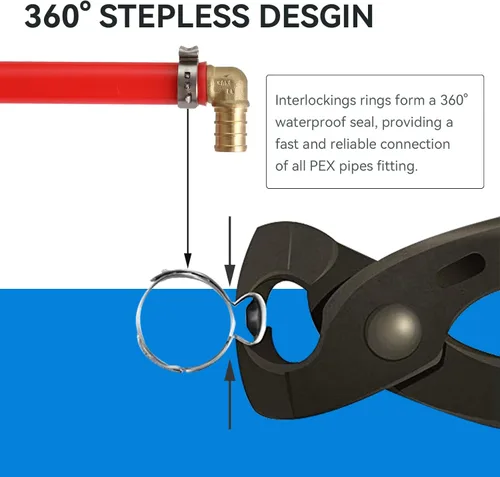 Miniatura 4 de Anillos de abrazadera PEX de 3/4 pulgadas, paquete de 100 anillos de crimpado de acero inoxidable para tubos