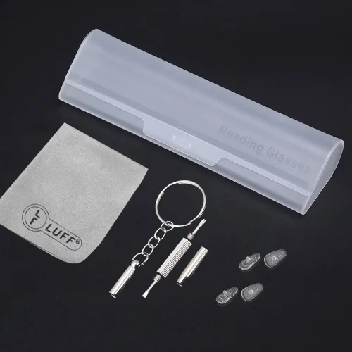 Miniatura 7 de LUFF Anteojos de lectura sin montura ultra ligeros con marco de metal para hombres y mujeres con bisagra de resorte